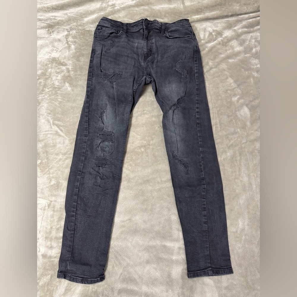 Terranova Men's Black Distressed Jeans